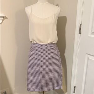 J. Crew “The Pencil Skirt” - Gray w/Iridescent Blue Polka Dots- NWT (skirt only)